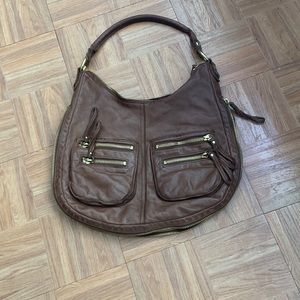 - Linea Pelle Italian Leather Army Dylan Motorcycle Hobo Handbag/Shoulderb…